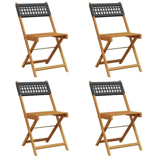 Chaises de jardin pliantes poly rotin bois massif noir 41 x 52.5 x 80 cm (lot de 4) - PANGIVO - Image 2