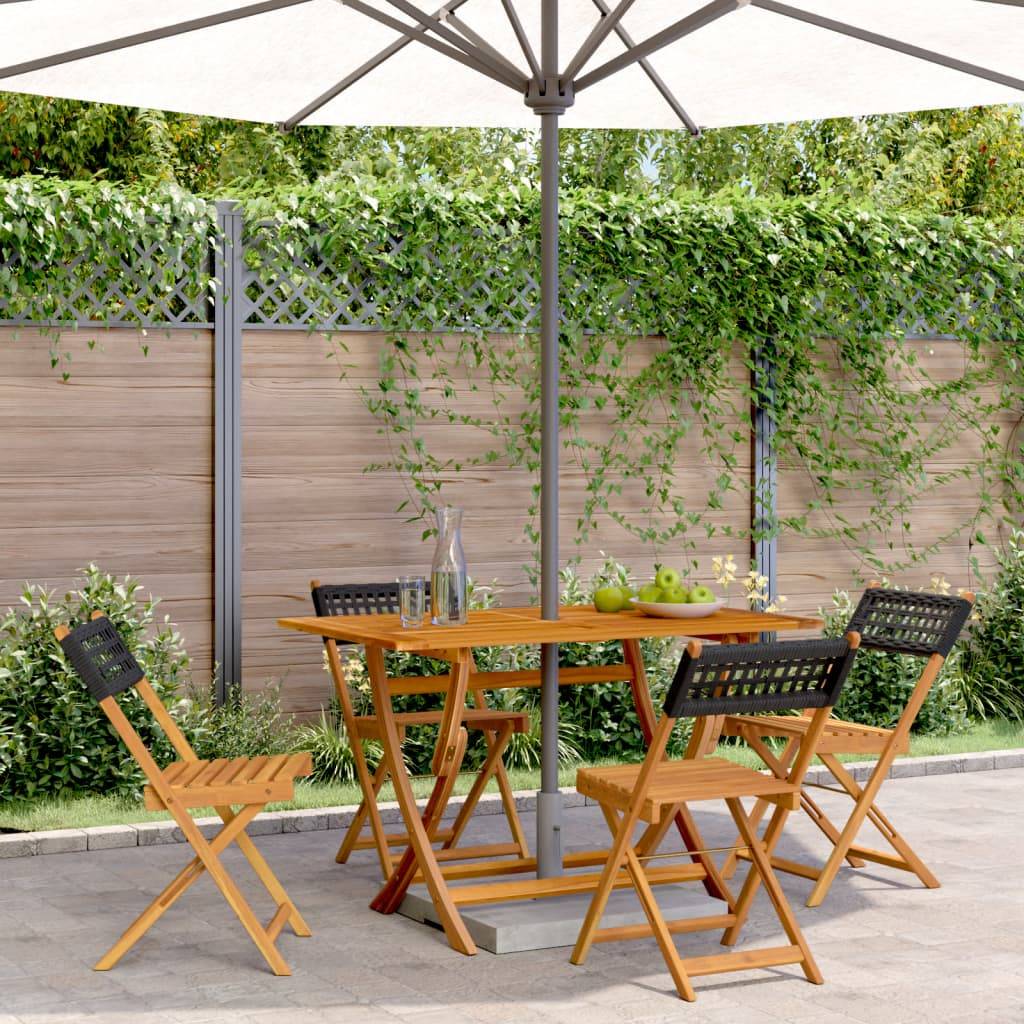 Chaises de jardin pliantes poly rotin bois massif noir 41 x 52.5 x 80 cm (lot de 4) - PANGIVO - Image 1