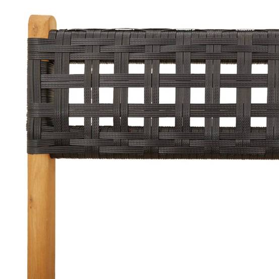 Chaises de jardin pliantes poly rotin bois massif noir 41 x 52.5 x 80 cm (lot de 4) - PANGIVO - Image 9