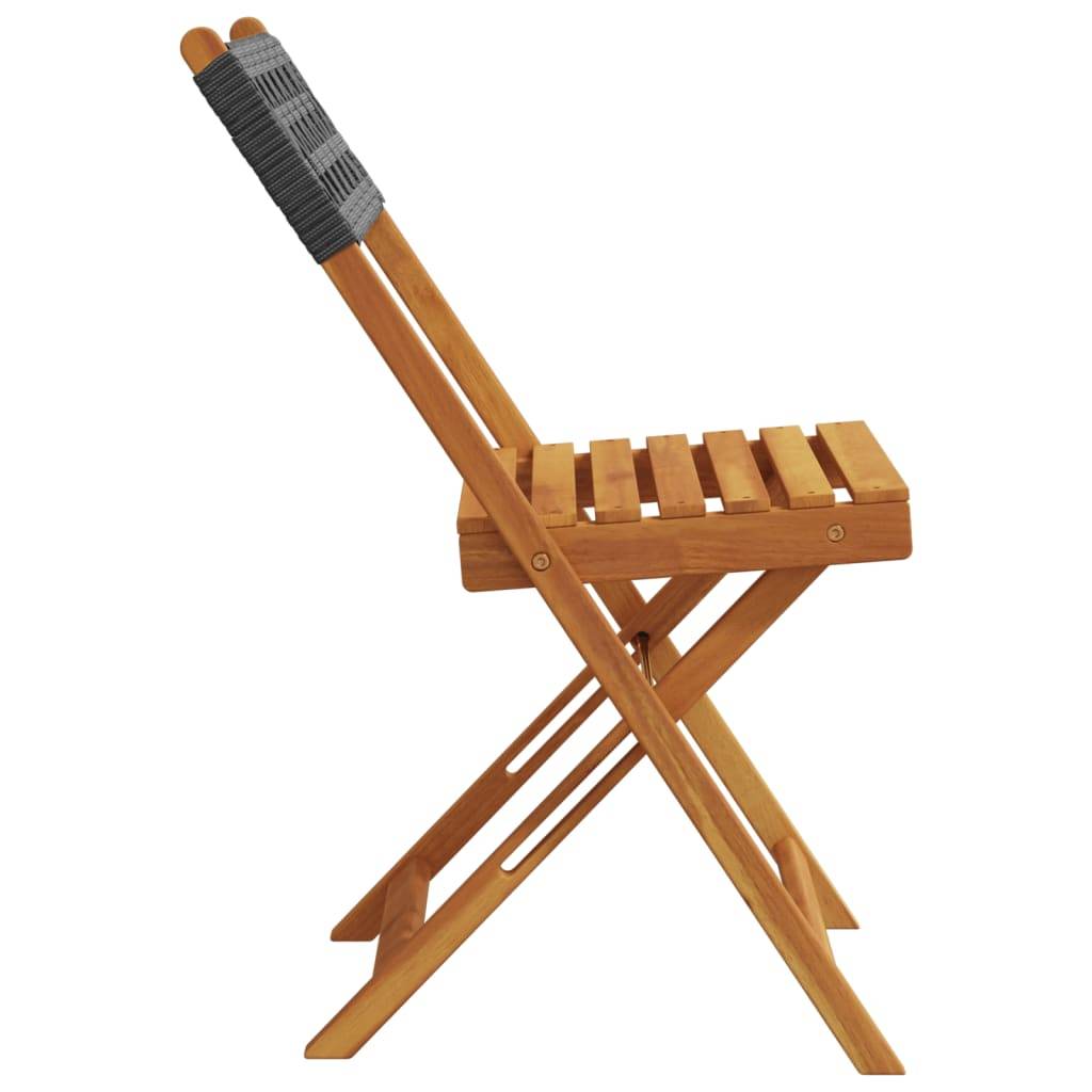 Chaises de jardin pliantes poly rotin bois massif noir 41 x 52.5 x 80 cm (lot de 4) - PANGIVO - Image 5