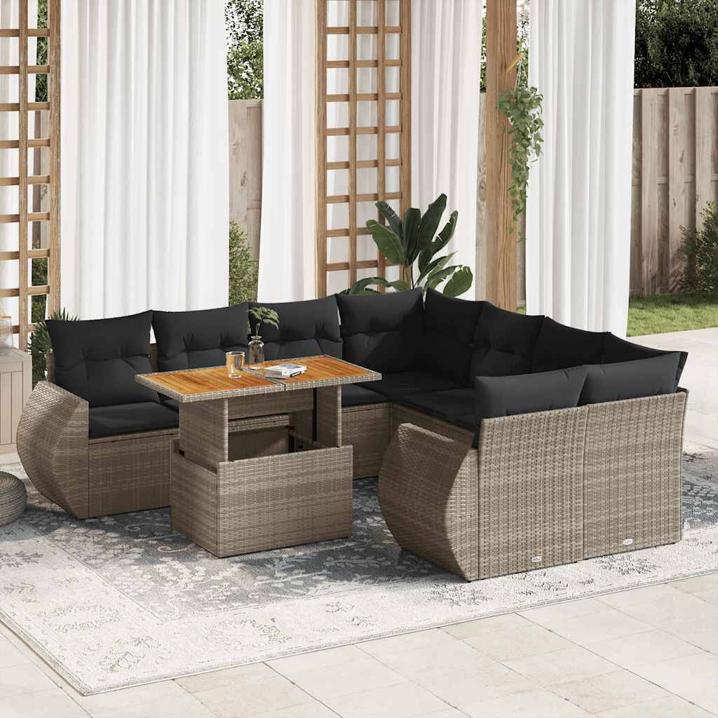 ComfortXL - Grand salon de jardin 8 places Résine tressée Gris avec rangements et table haute relevable – ComfortXL Outdoor Living - Image 1