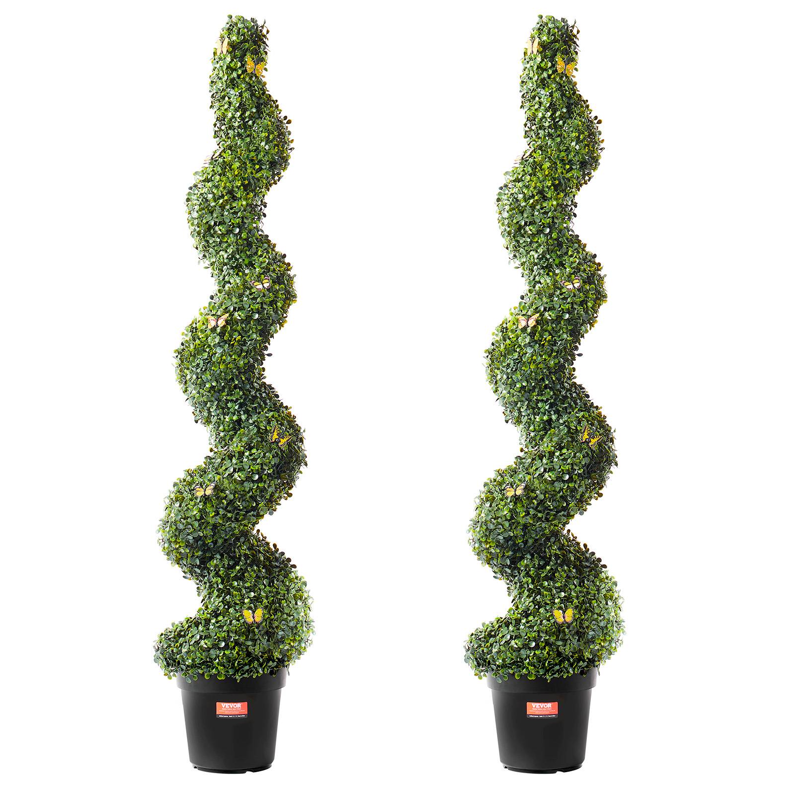 VEVOR Buis artificiel, lot 2, 152.4cm, UV résistant, pot inclus, pour intérieur/extérieur, spirale. - Image 1