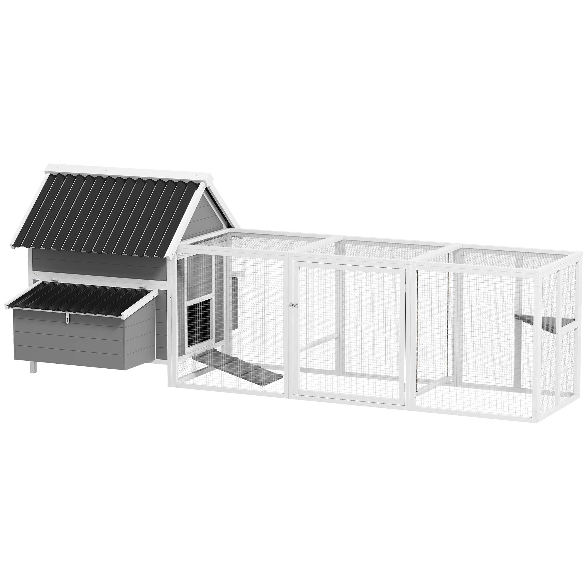 PANGIVO - Poulailler avec pondoir bois de sapin gris 283 x 133.5 x 112 cm - PANGIVO - Image 1