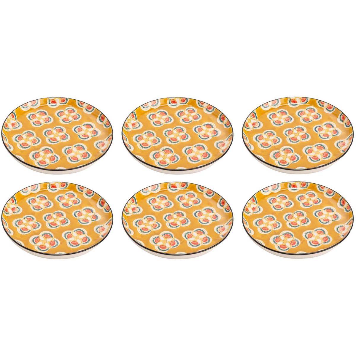 Korb - Assiette plate à motifs Imany (Lot de 6) Jaune - Image 1