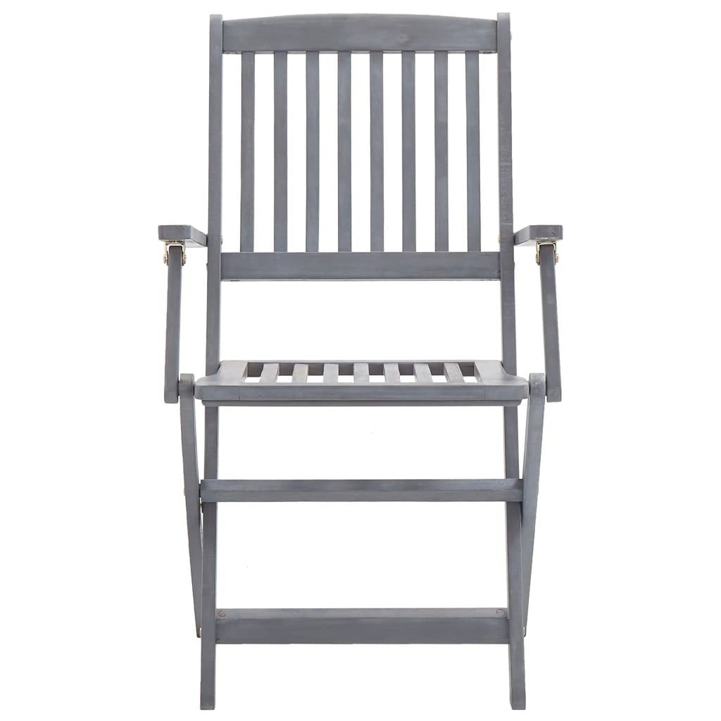 Chaises pliables extérieures bois acacia gris avec coussins 54 x 61 x 88 cm - PANGIVO - Image 5