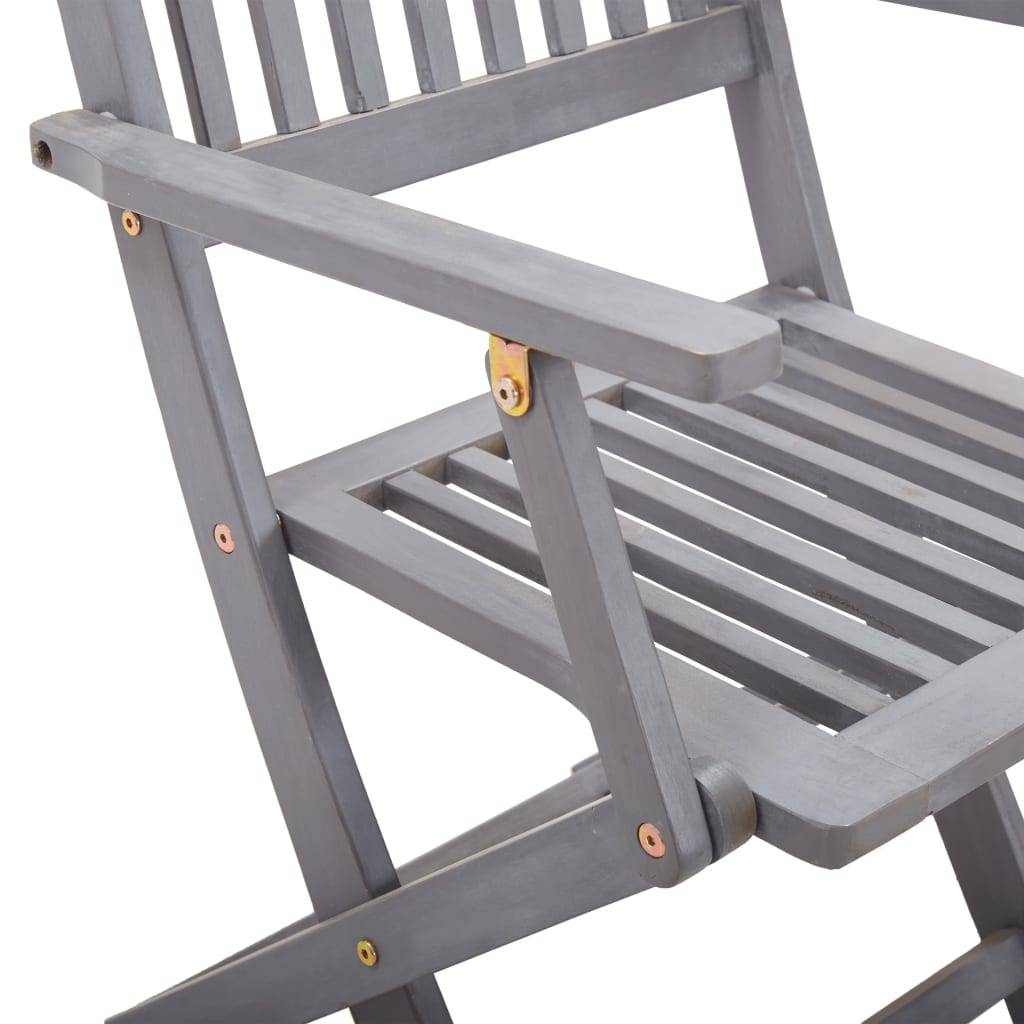Chaises pliables extérieures bois acacia gris avec coussins 54 x 61 x 88 cm - PANGIVO - Image 8