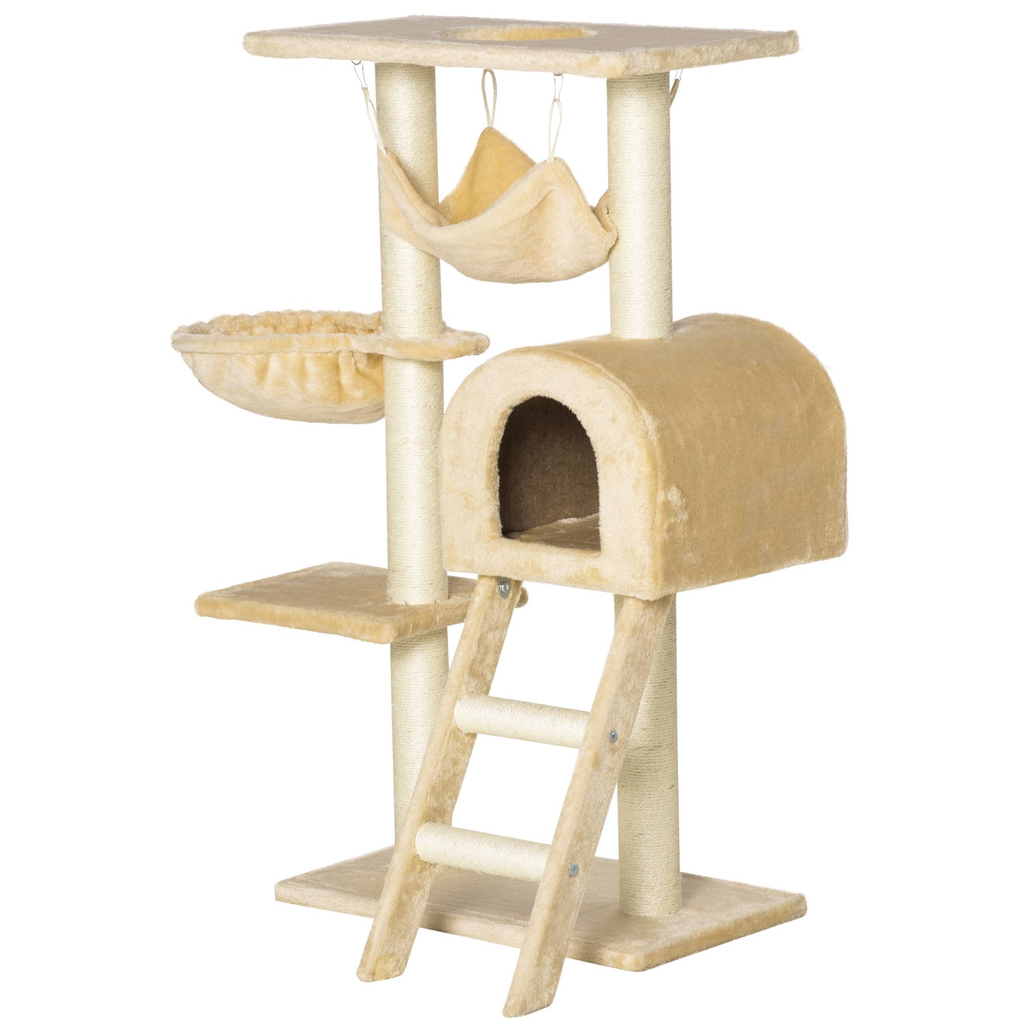 Arbre à chat multi niveaux hamac niche sisal naturel chat intérieur 55 × 30 × 100 cm - Image 2