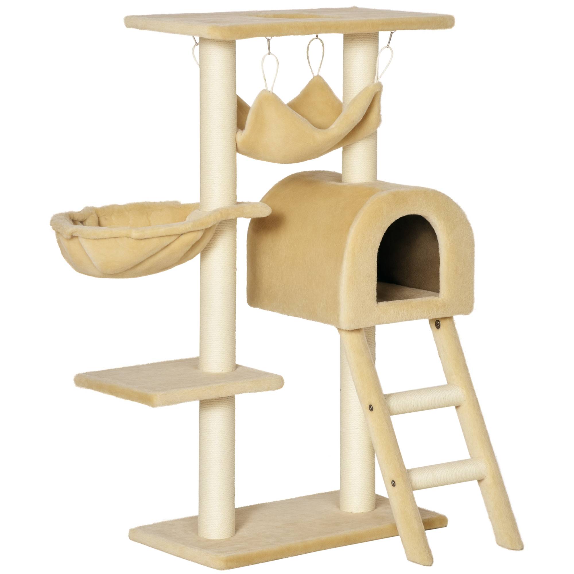 Arbre à chat multi niveaux hamac niche sisal naturel chat intérieur 55 × 30 × 100 cm - Image 1