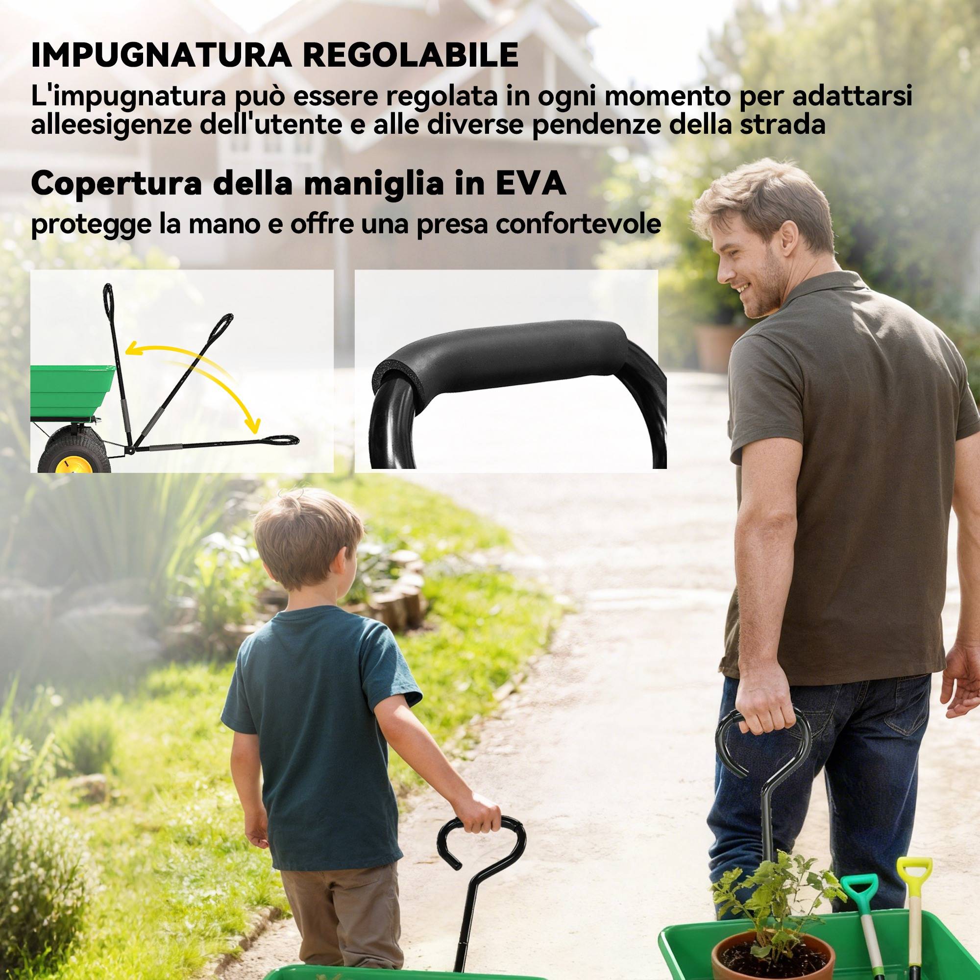 ComfortXL - Chariot de jardin acier et PP 75 L vert 109 x 52 x 94 cm benne basculante - ComfortXL Outdoor Living - Image 8