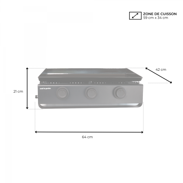 Cook in Garden - Plancha à gaz 3 brûleurs 6 kW 59 × 34 cm pour 10 personnes TEMPO 60 Cook’in Garden - Image 10