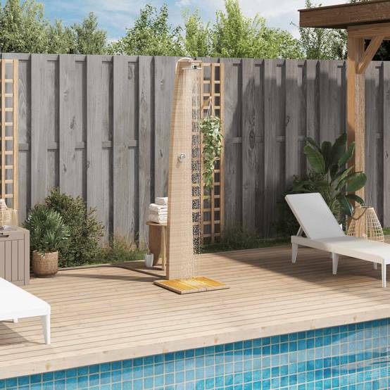 Douche d'exterieur bois d'acacia avec finition huilée beige 55 x 60 x 224 cm - Prolenta premium p3 - Image 3