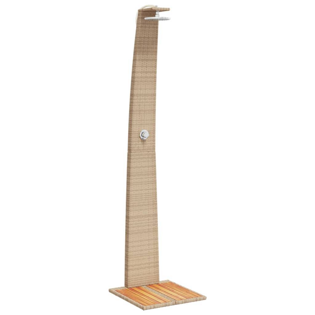 Douche d'exterieur bois d'acacia avec finition huilée beige  55 x 60 x 224 cm  - Prolenta premium p3 - Image 1
