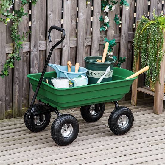 Chariot de jardin acier vert 108 x 52 x 100 cm - PANGIVO - Image 4