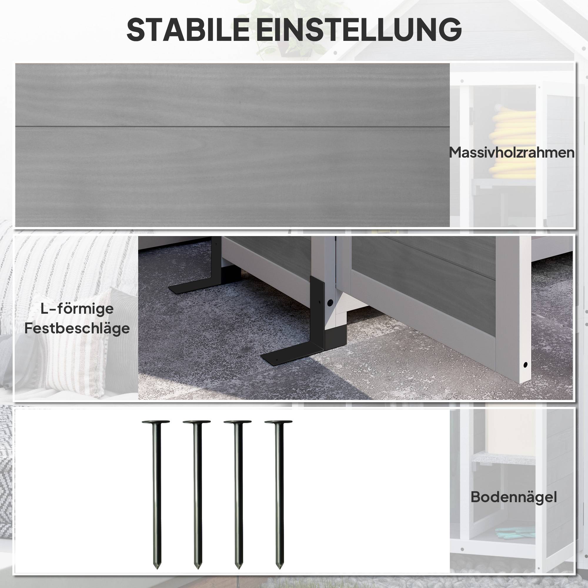 Abri de jardin avec rangement, étagères réglables, portes verrouillables, étanche, épicéa, gris clair - Image 9