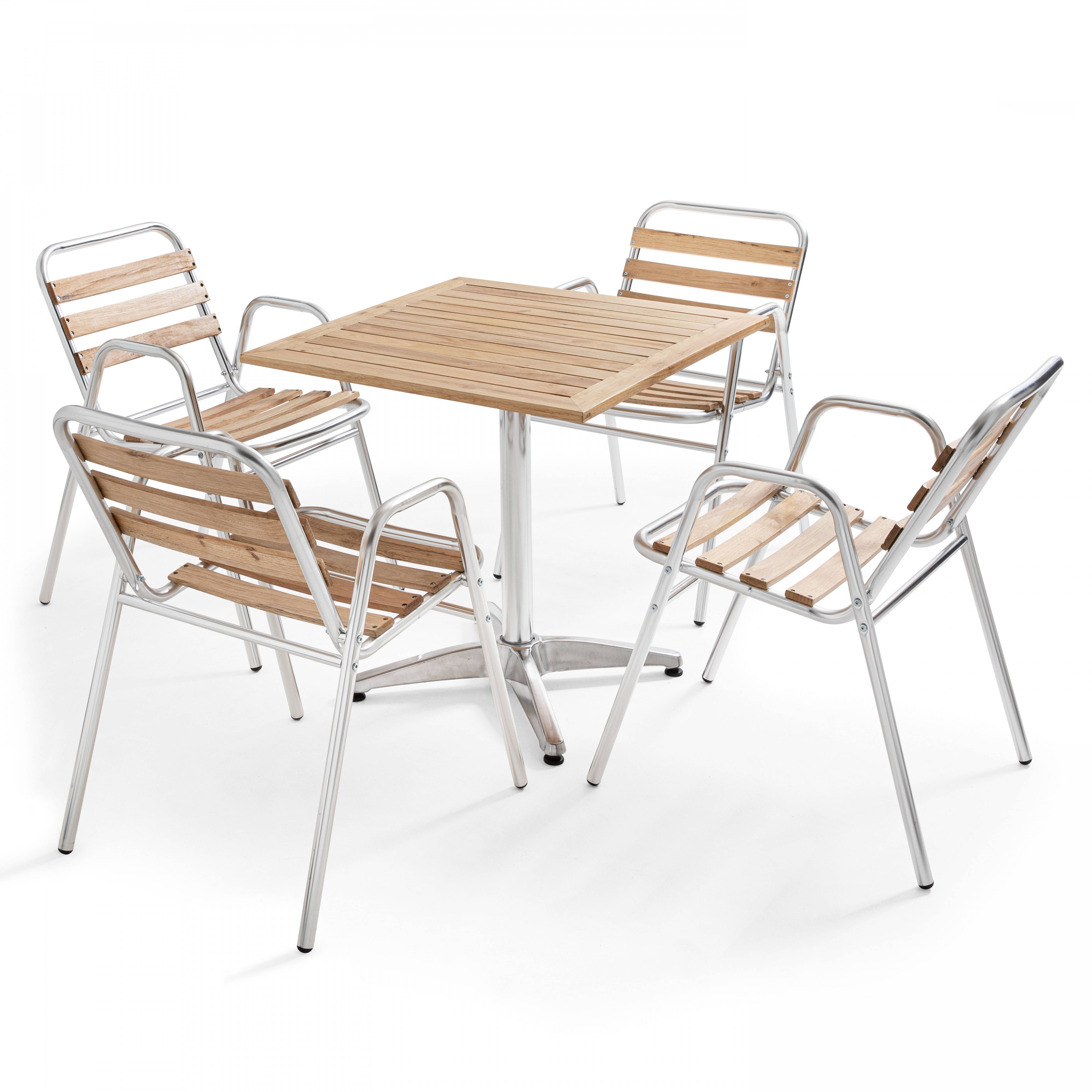 Oviala - Ensemble jardin en bois et aluminium 4 personnes Times Square - Oviala - Image 1