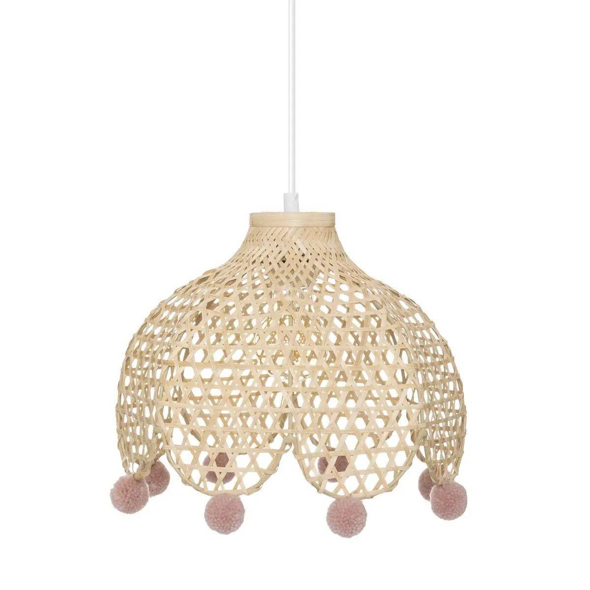 Lampe Suspension Bambou "Campagne" 28cm Beige
