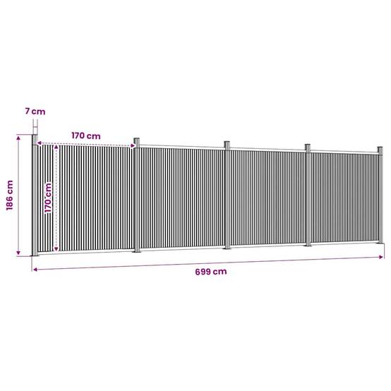 Panneau de clôture WPC gris 699 x 186 cm - PANGIVO - Image 8