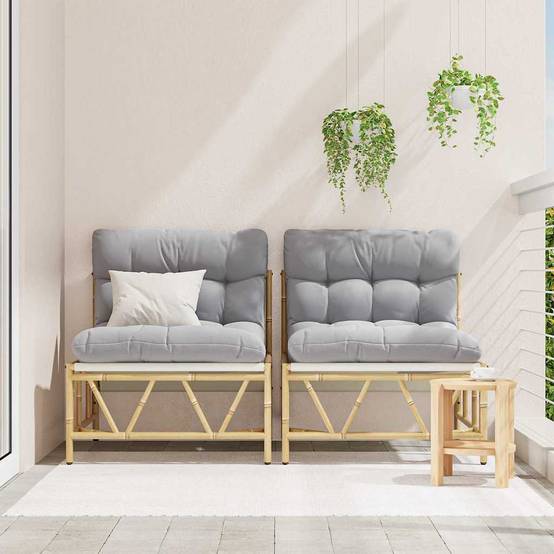 Sièges extérieurs avec coussin 2 pcs Gris clair Acier 75 x 75 x 71 cm - PANGIVO - Image 3