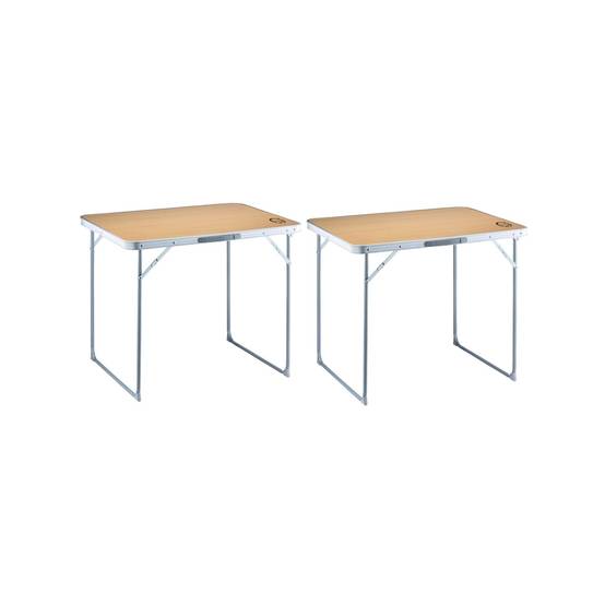 Lot de 2 tables de camping pliables 4 places - O'Camp - Forme valise - 80 x 60 x 70 cm - Image 1