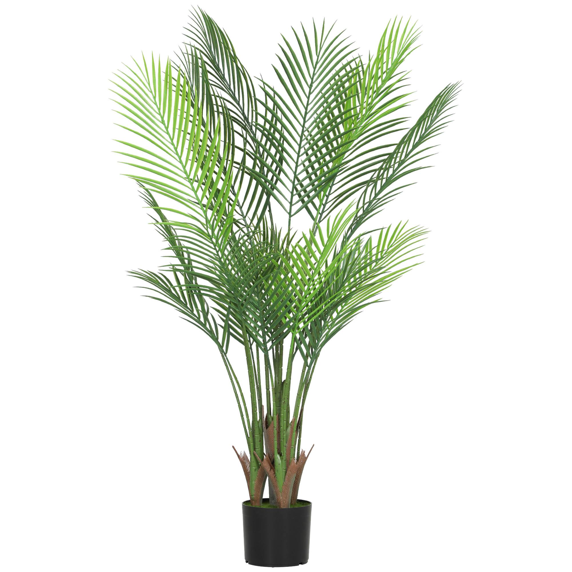 Sans Marque - Plante artificielle intérieure 120 cm, palmier arbre artificiel avec pot en plastique et flocage, vert - Image 1