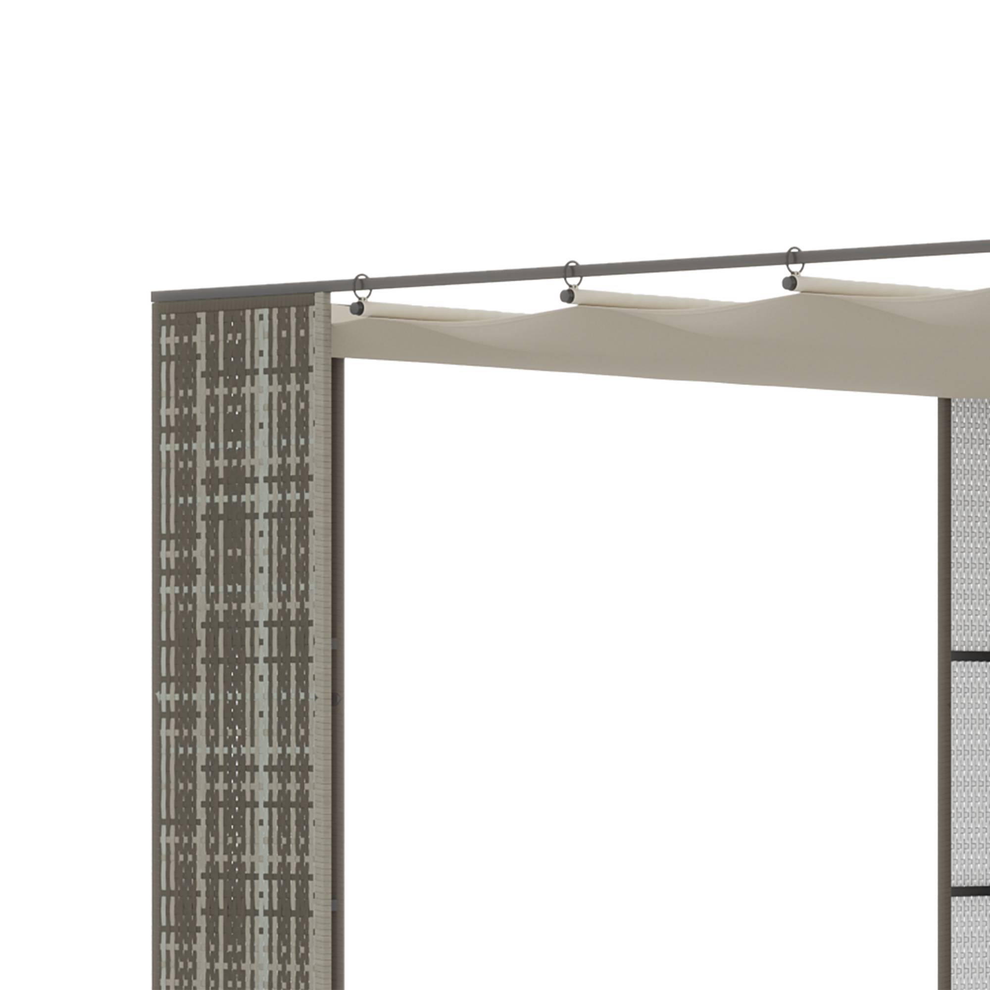 Outsunny - Pergola rétractable 3x3x2m toit coulissant toile polyester haute densité, métal époxy anticorrosion, résine tressée PP gris et crème - Outsunny - Image 8