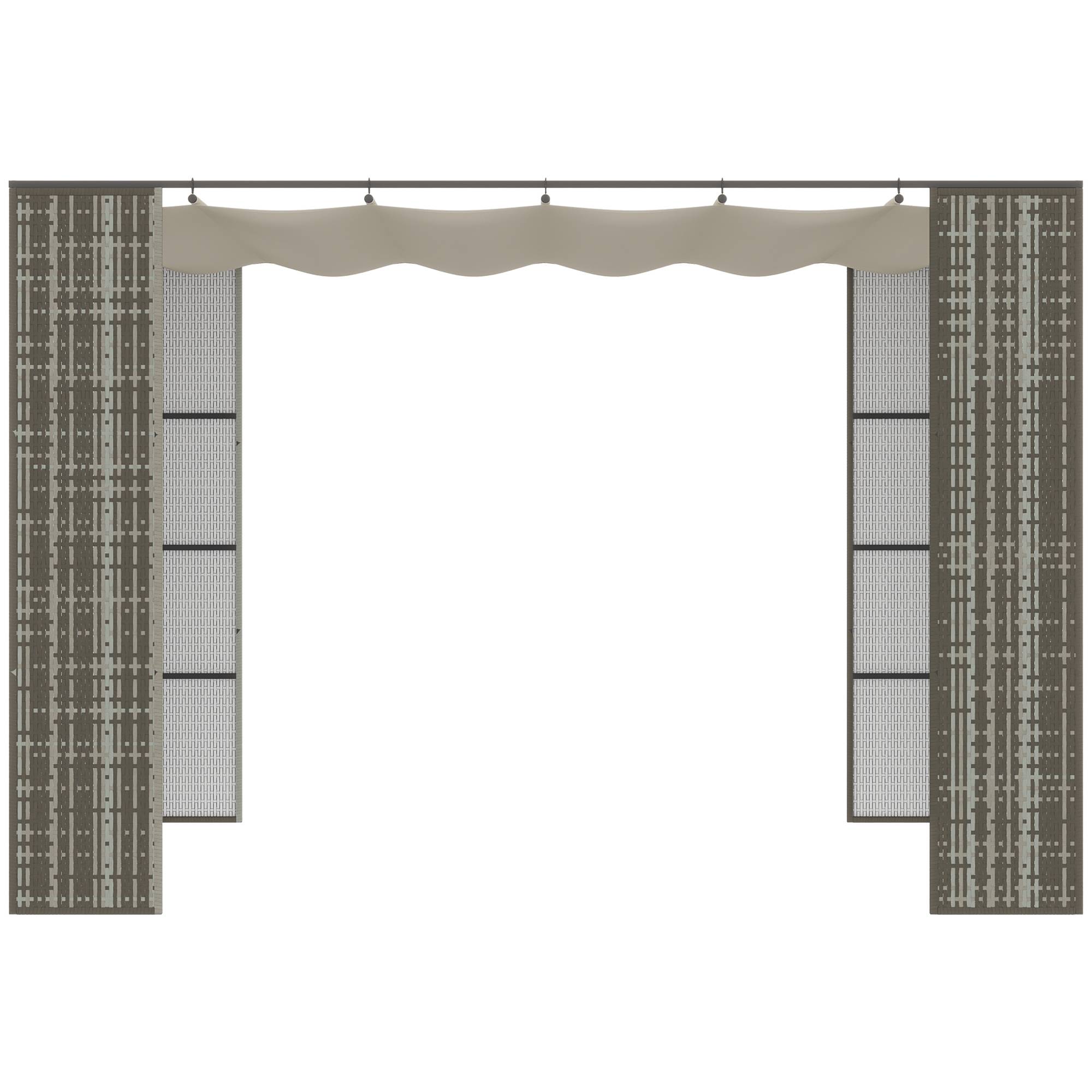 Outsunny - Pergola rétractable 3x3x2m toit coulissant toile polyester haute densité, métal époxy anticorrosion, résine tressée PP gris et crème - Outsunny - Image 7