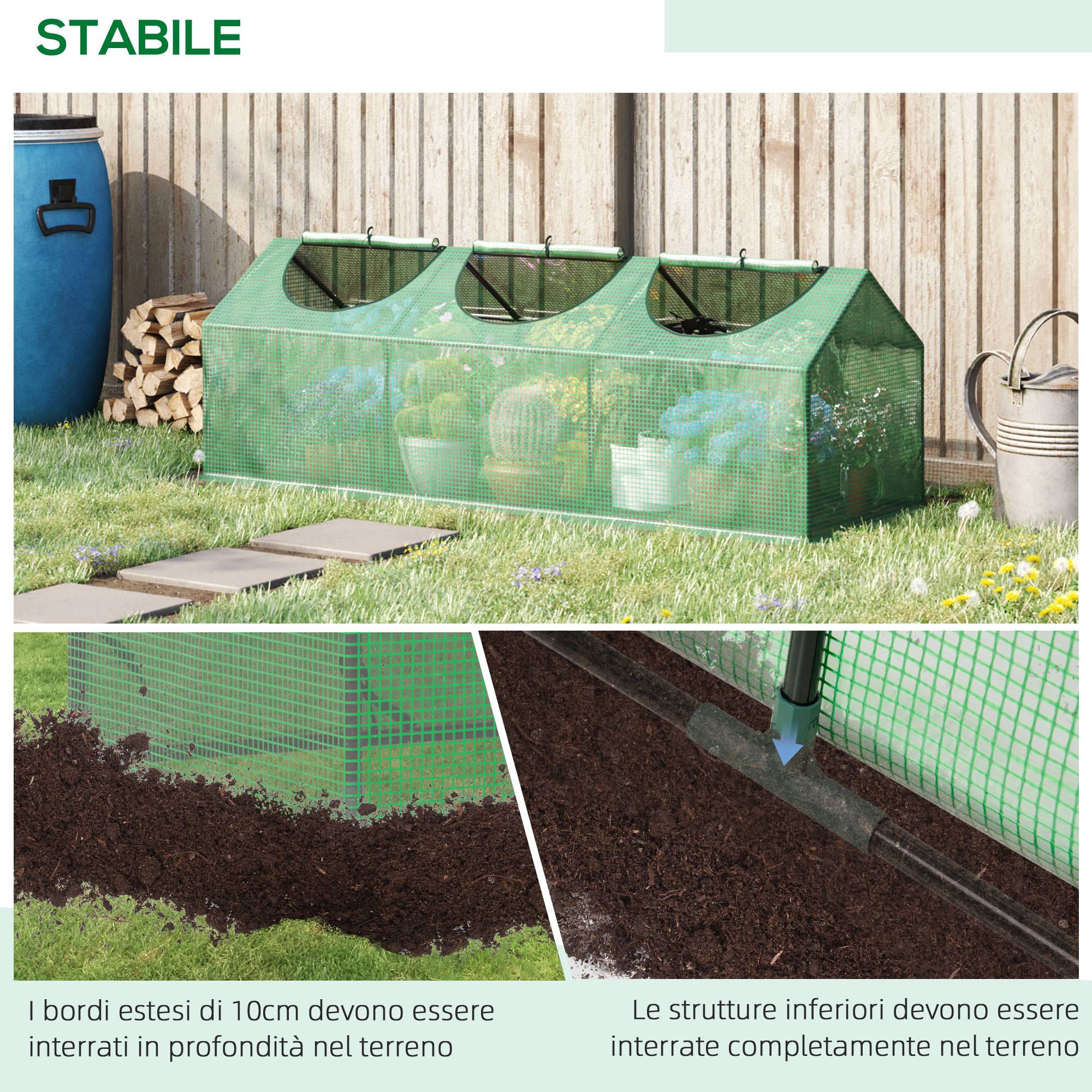 ComfortXL - Mini serre de jardin PE verte 180 x 60 x 60 cm 3 fenêtres protection cultures - ComfortXL Outdoor Living - Image 9