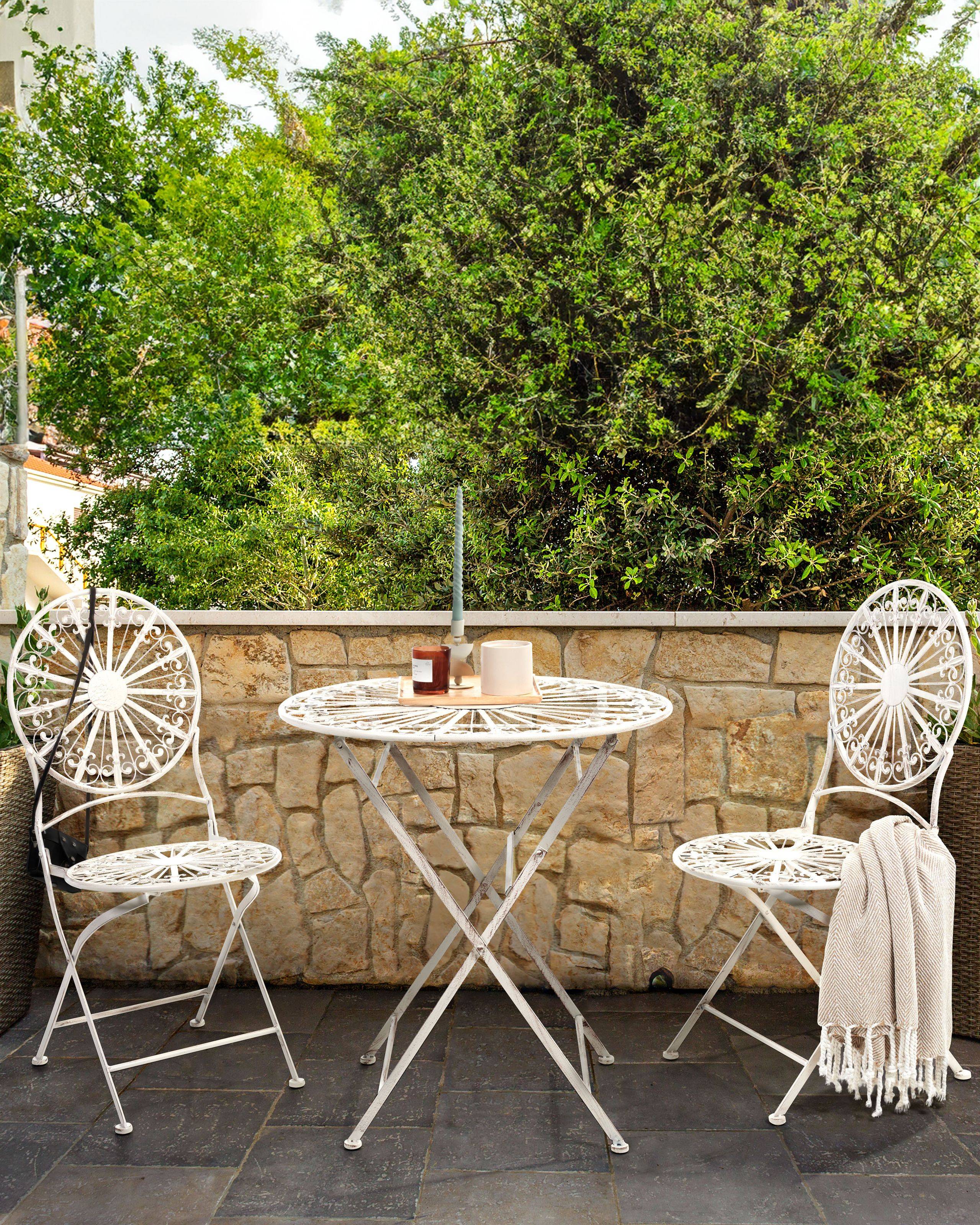 Beliani - Chaise de jardin Métal Blanc SCAFA - 45x47x94- Beliani - Image 1