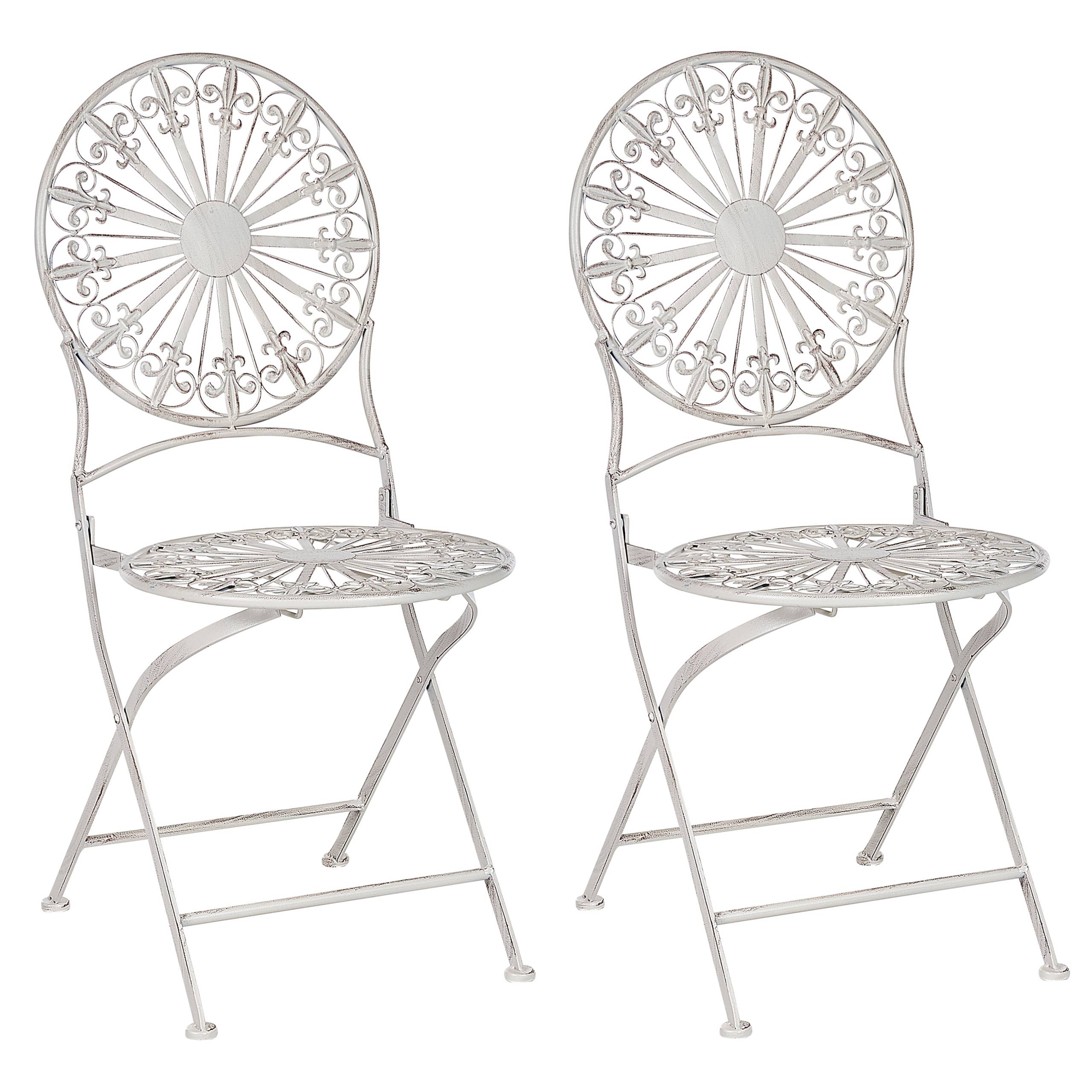 Beliani - Chaise de jardin Métal Blanc SCAFA - 45x47x94- Beliani - Image 2