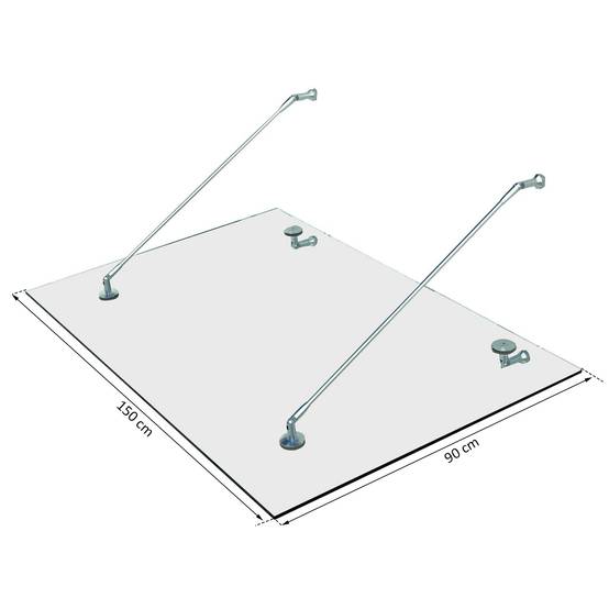 Auvent de porte verre et acier transparent 150 x 90 x 1 cm - PANGIVO - Image 4