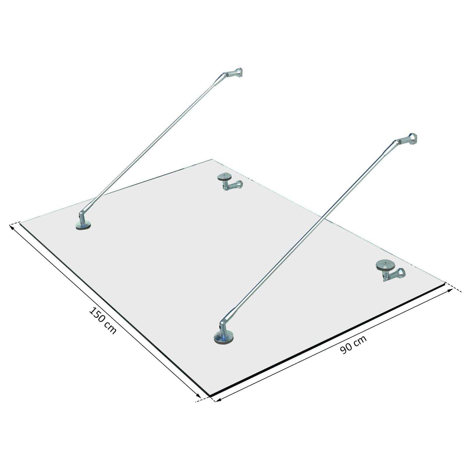 Auvent de porte verre et acier transparent 150 x 90 x 1 cm - PANGIVO - Image 4