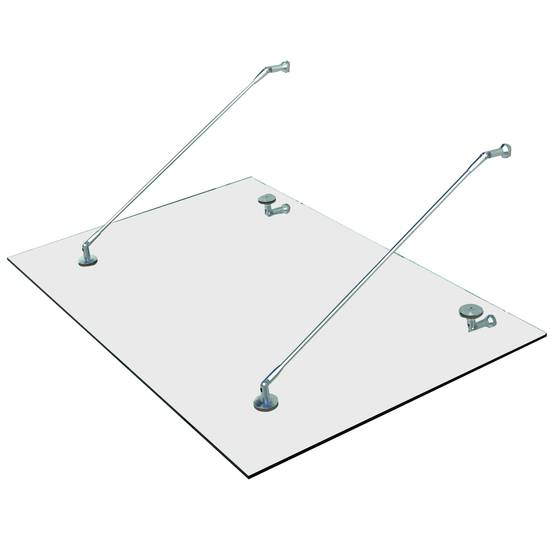 Auvent de porte verre et acier transparent 150 x 90 x 1 cm - PANGIVO - Image 1