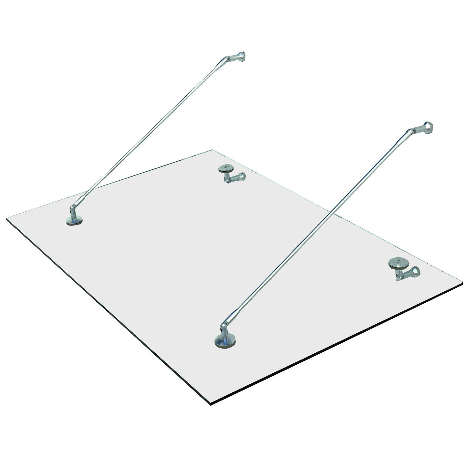 Auvent de porte verre et acier transparent 150 x 90 x 1 cm - PANGIVO