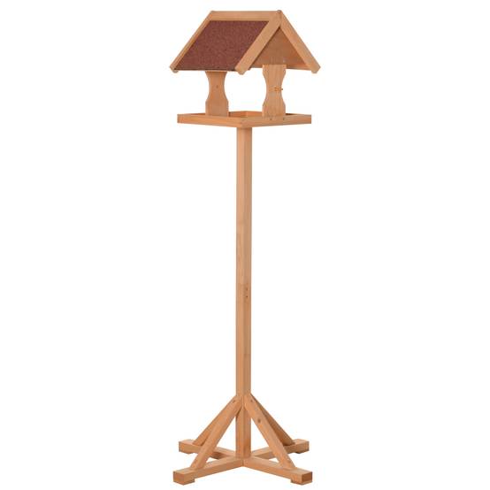 Mangeoire oiseaux sur pied bois massif naturel 55 x 55 x 144 cm - PANGIVO - Image 1