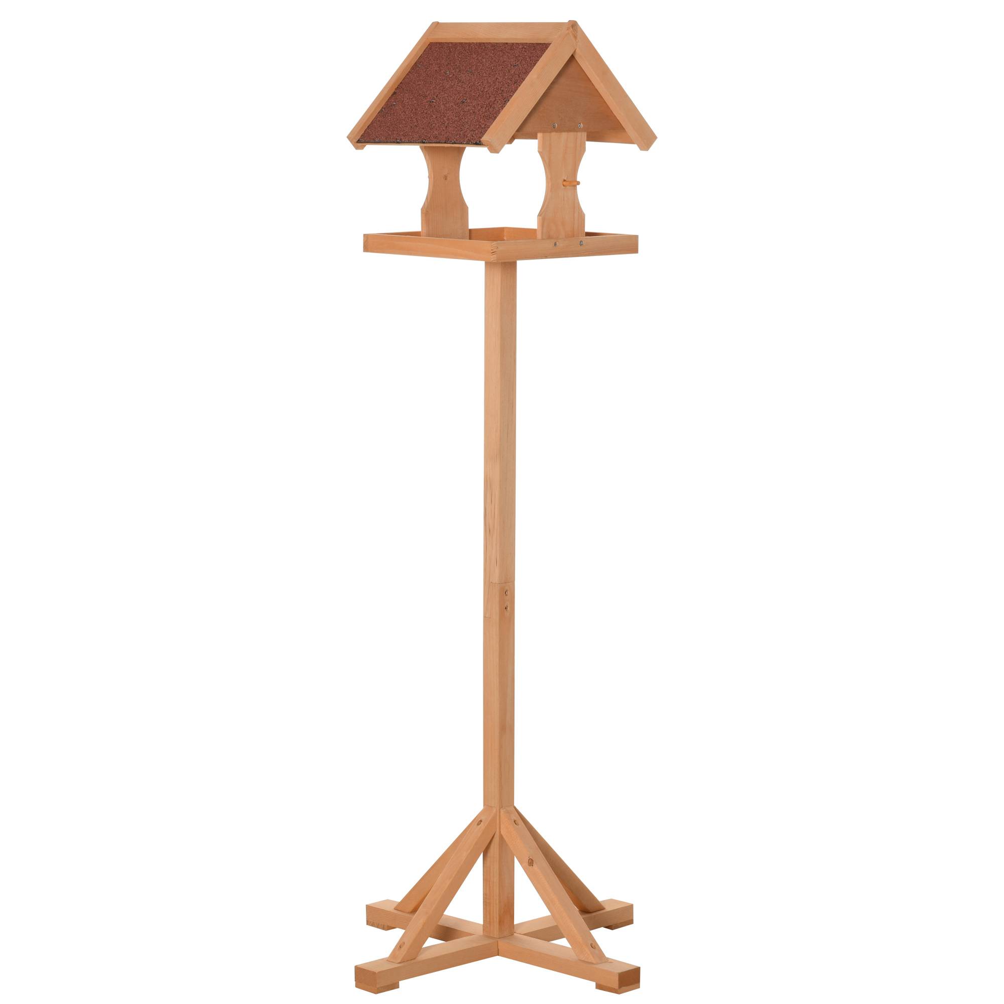 Mangeoire oiseaux sur pied bois massif naturel 55 x 55 x 144 cm - PANGIVO - Image 1