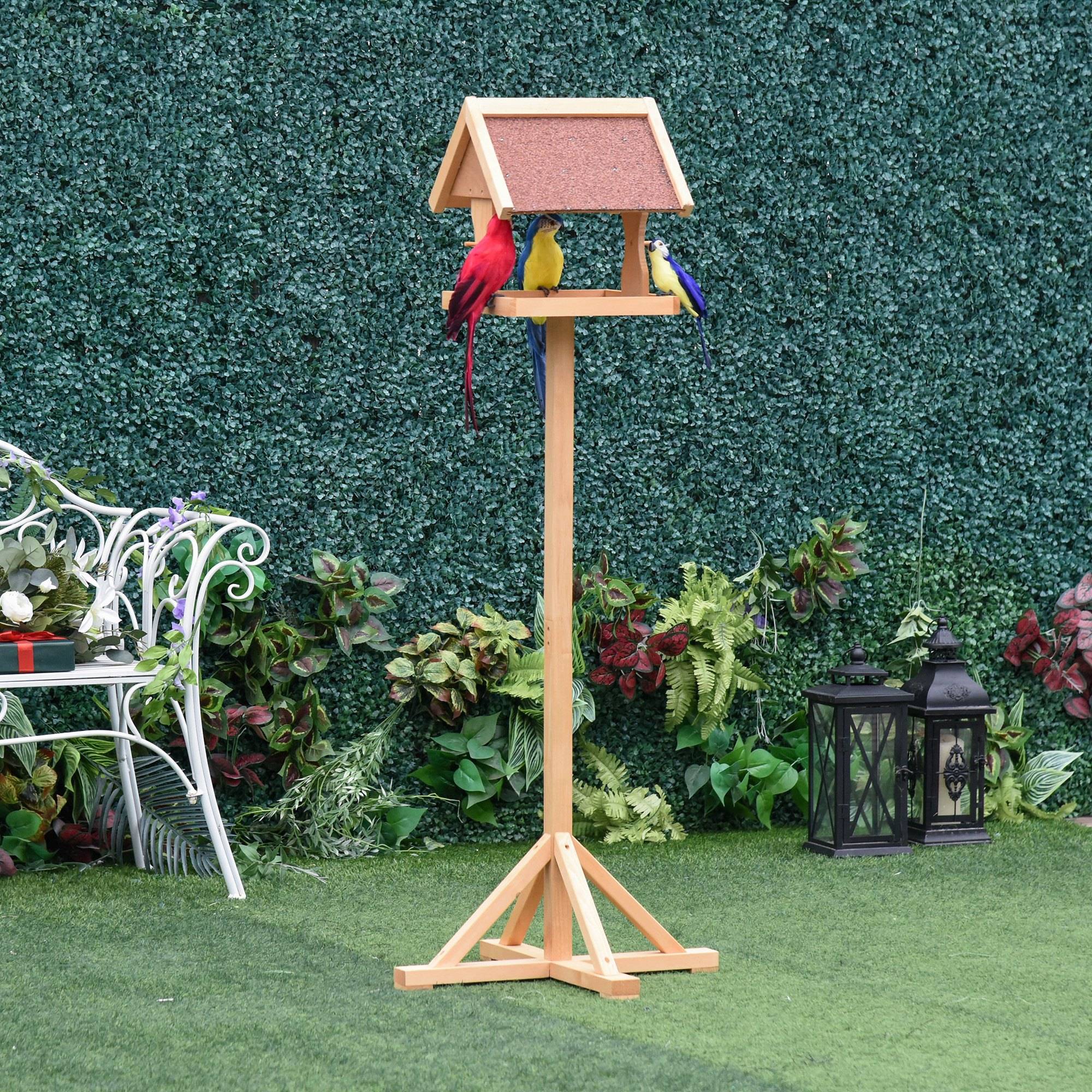 Mangeoire oiseaux sur pied bois massif naturel 55 x 55 x 144 cm - PANGIVO - Image 4
