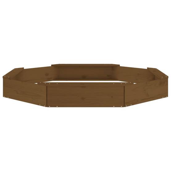 Bac à sable - Maison de jeu pour enfants avec sièges marron miel octogone bois de pin massif-JU12118 - Image 5