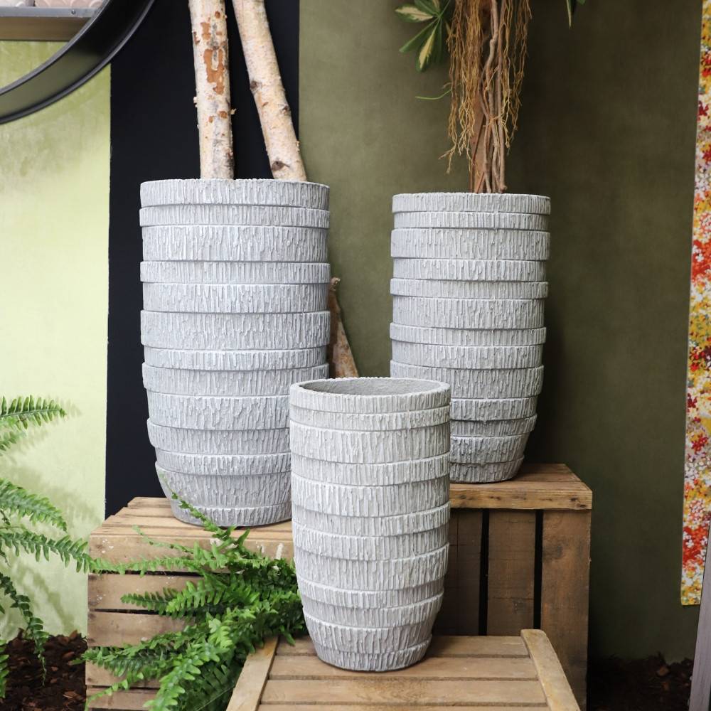 3 Cache-pots grandes tailles plante extérieur béton gris 44-55-65cm Chemin de campagne - Image 2