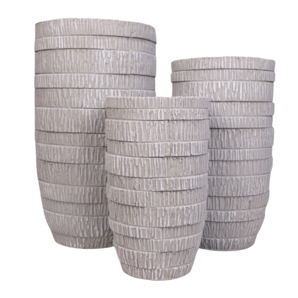 3 Cache-pots grandes tailles plante extérieur béton gris 44-55-65cm Chemin de campagne - Image 1