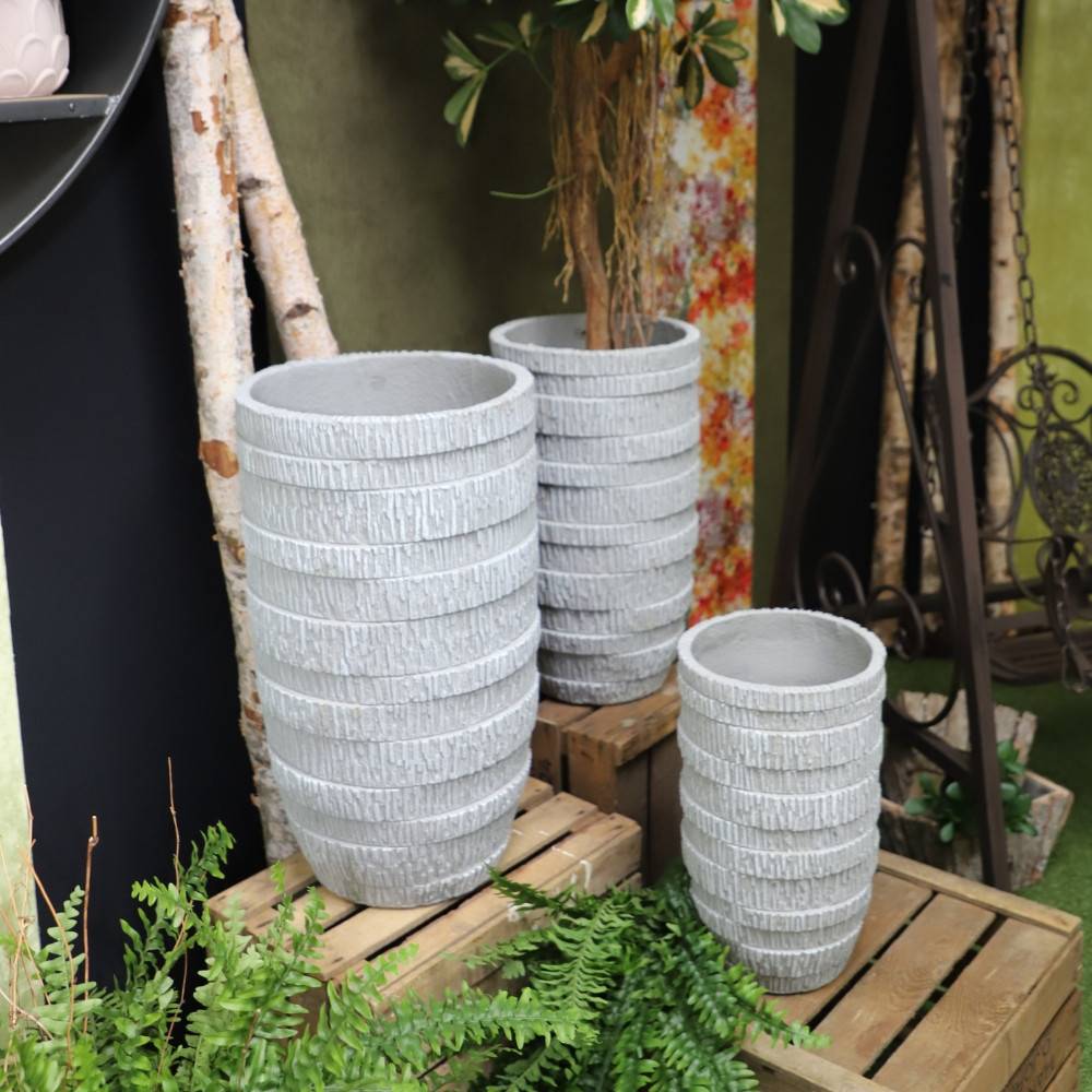 3 Cache-pots grandes tailles plante extérieur béton gris 44-55-65cm Chemin de campagne - Image 3