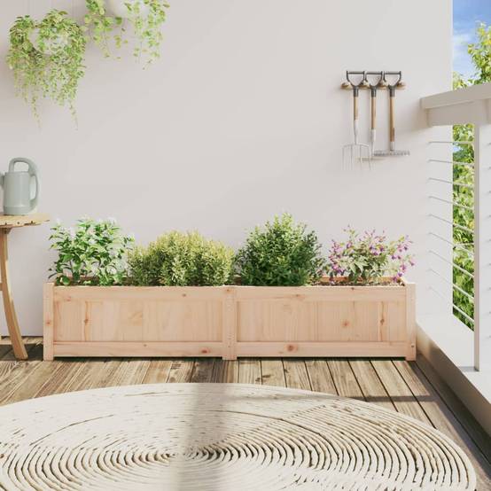 PANGIVO - Jardinière bois de pin massif couleur naturelle 150 x 31 x 31 cm - PANGIVO - Image 3