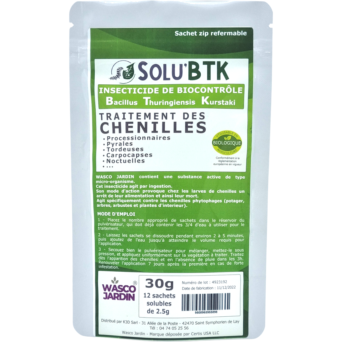 SoluBTK - Ver du Poireau 90gr Bacillus thuringiensis - Image 4