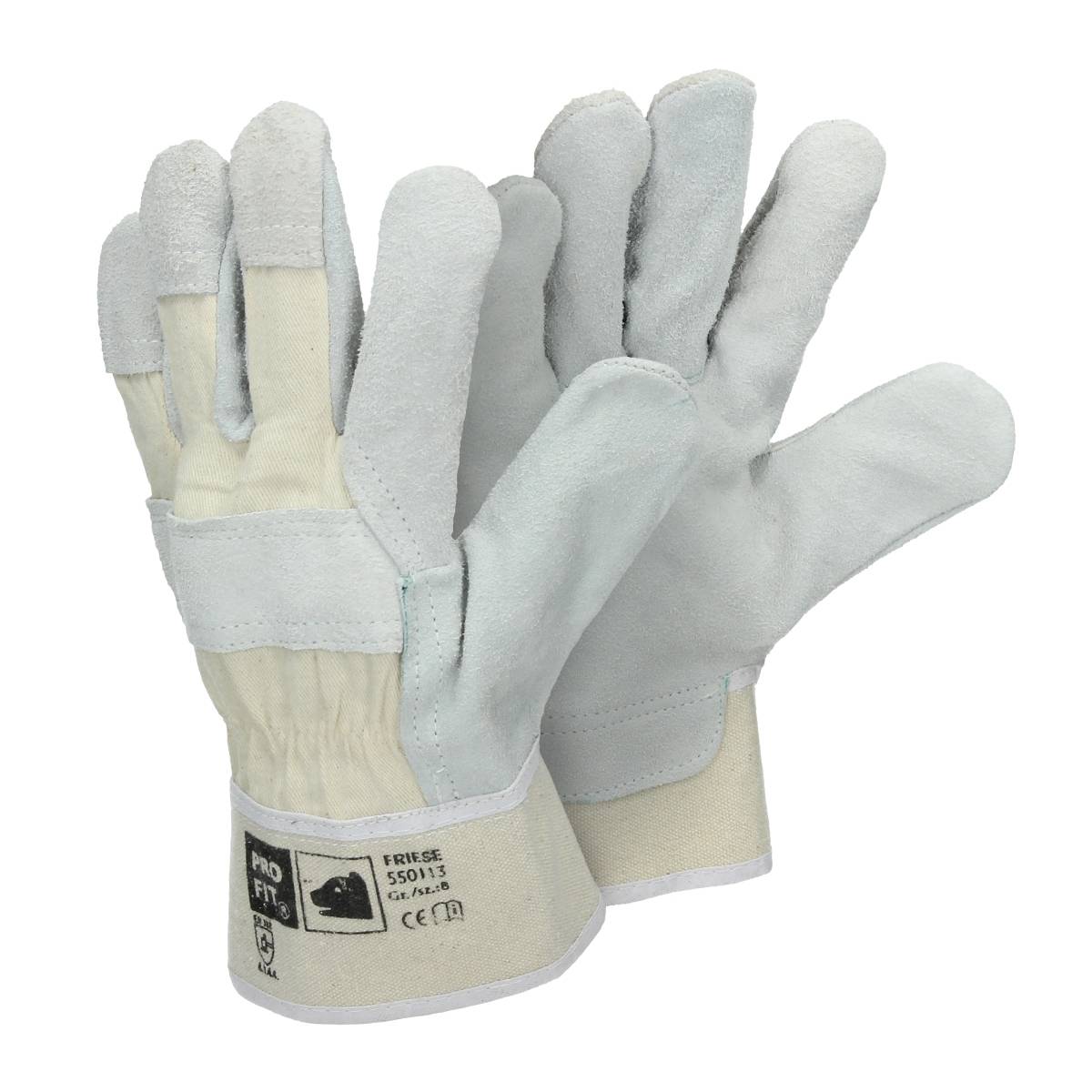 Ecd-Germany - ECD Germany 24 paires de gants Pro-Fit® en cuir croûte de bovin taille 8/M - Naturel - avec manchette en toile - Image 3