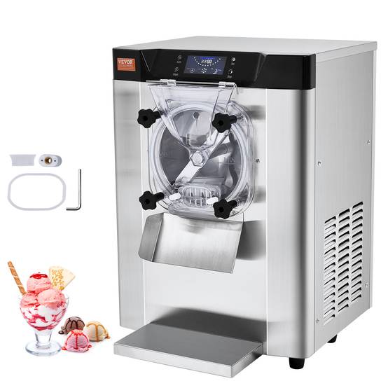 VEVOR Sorbetière commerciale 12 L/h 1295W, cylindre inox 4,5L, pré-refroidissement auto, panneau LED. - Image 1