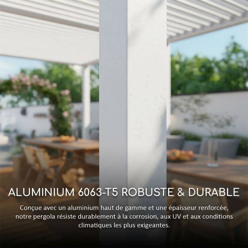 Ombrea - Pergola Bioclimatique Ombréa VS 3x6M adossée - blanc - V2 - Image 10
