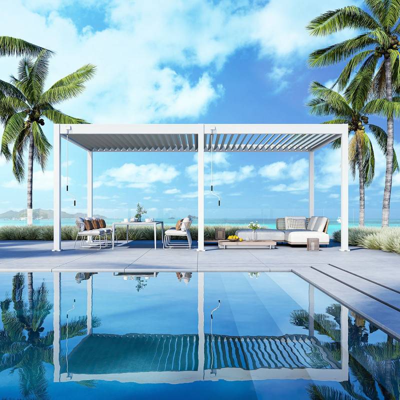 Ombrea - Pergola Bioclimatique Ombréa VS 3x6M adossée - blanc - V2 - Image 9