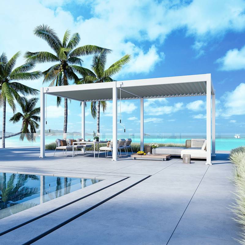 Ombrea - Pergola Bioclimatique Ombréa VS 3x6M adossée - blanc - V2 - Image 8