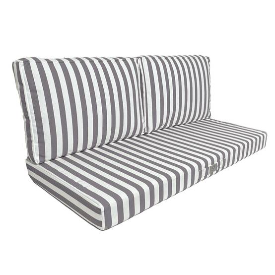 Coussins pour salon de jardin déhoussable 100x50cm Rayure gris foncé - Déco arts - Image 1