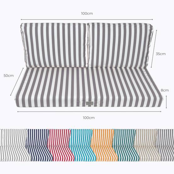 Coussins pour salon de jardin déhoussable 100x50cm Rayure gris foncé - Déco arts - Image 5