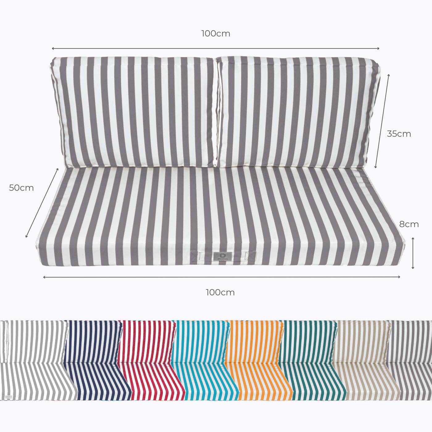 Coussins pour salon de jardin déhoussable 100x50cm Rayure gris foncé - Déco arts - Image 5